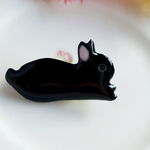 のんびりうさぎのブローチ  黒うさぎ