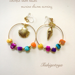 colorful shell beads marine charm earring