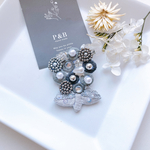 ●darkgreen 丸花 集 ビーズ刺繍ブローチ