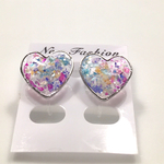 クラッシュシェル ハートのノンホールピアス☆