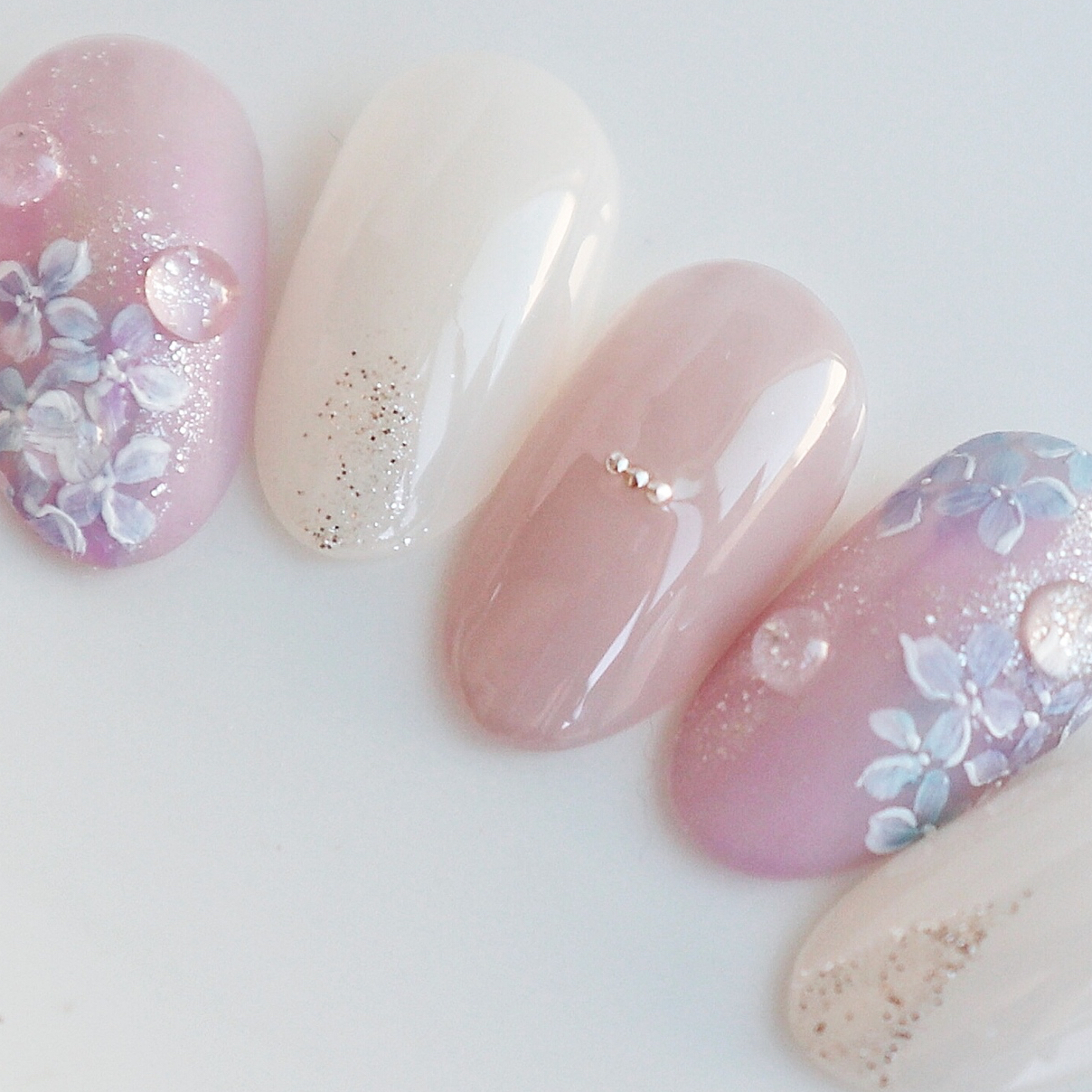 No.260 紫陽花ネイル／梅雨ネイル