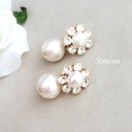 チタンピアス❤️スワロフスキー&コットンパール
