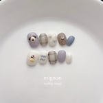 #47 【 size order 】nail tip - 文字変更ok! sweet 🍮 love my dog 🐕" ♡ 落書きネイル ハート リボン チェック 韓国