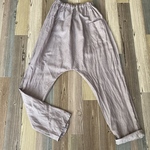 リネンサルエルロングパンツ　濃いベージュ