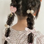 キッズ レジン 丸玉 ポンポン チャーム付き ヘアゴム 2本セット