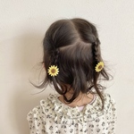 キッズ レジン ひまわり ヘアゴム 2本セット pastel yellow