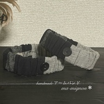 m-197＊handmade アームバンド＊3種の生地✖️ボタン飾り　男女兼用