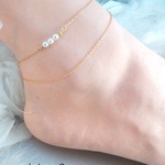 足元涼やか小粒パールの2連アンクレット(14kgf)