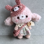 あみぐるみ　＊cocoa＊　うさぎ帽子のたれ耳さん♪