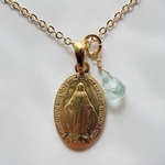 【フランス・奇跡のメダイ教会正規品】 奇跡のメダイ・3月誕生石アクアマリンネックレス