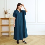 コットン キーネック ワンピース　ネイビー　0583NV