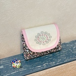 ☆送料無料☆ リバティのビーズ刺繍入りアコーディオン型ポーチ　＊キャプシーヌ　＊桃