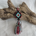 ミサンガ　キーホルダー　バッグチャーム／ネイティブ　エスニック　ターコイズカラー