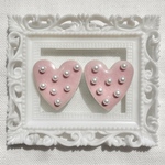 ❤️再販❤️つぶつぶパールのハートタイルピアス　イヤリング　昭和レトロ　レトロポップ　個性的　ファンシー　一粒大　ピンク