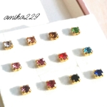 A級ガラスストーン４㎜一粒ピアス