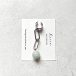 天然石 ビルマ翡翠 × cable chain  earcuff 片耳 サージカルステンレス イヤーカフ