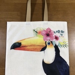 ハンドメイド ぺたんこBigトートバッグ 鳥柄 オオハシ