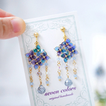 【再販】雨粒と紫陽花(ピアス,イヤリング)(ディップアート)