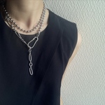 ーKarabiner long mix necklaceー　サージカルステンレス　ボールチェーンネックレス　チェーンネックレス　チェーンブレスレット　ボールチェーン　