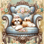 オリジナル 生地 ブロックデザイン ハンドメイド素材 パネル生地 犬 シーズー
