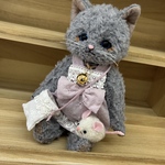 春☘️SALEハンドメイド　ワンピースを着たおしゃまなニャンコとハツカネズミ🐁ちゃん　テディベア風ニャンコネコ猫🐱ぬいぐるみ