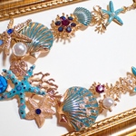 海のネックレス ヒトデ 貝 シェル ビジュー  青