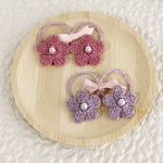 【累計点数200個突破】 ヘアゴム　ベビーヘアゴム　キッズヘアゴム　お花ヘアゴム　パールヘアゴム　ベビー　キッズ　赤ちゃん　綿100%  パール