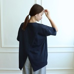 バックスリットデザイン カットソー　ネイビー 0331NV