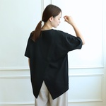 バックスリットデザイン カットソー　ブラック 0331BK