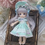 ハーフボネドレスセット（ミント） 1/12ドールサイズ