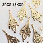 【5/10 発売】2個 真鍮 18KGP 本金メッキ コネクター 花 雫 チャーム パーツ/ゴールド(taimetalP-770）和風 チャイナ 中華 素材 ハンドメイドパーツ