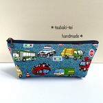 再販＊デニム調＊働く乗り物＊車＊ふかふか＊ペンケース＊筆箱（完成品）