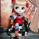 ブライス　リカちゃん　サイズ　着物＆帯のセット　赤系
