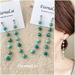 天然石 ターコイズ　6連ピアス　キューブ