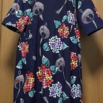 浴衣リメイク　紫陽花　ウエストギャザーワンピース