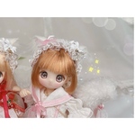 (ピンク)ピンクりぼん付き、ねこみみヘッドドレス　【オビツ11 / ob11 / あまむす / お洋服　/ ドール服/ ハンドメイド/ 服/ オビツ11服 / シュガーカップス】