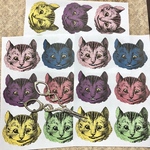 カラフルチェシャ猫＊ノーカットコラージュ素材＊コラージュペーパー＊紙モノ