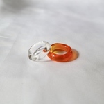 [2個セット]  orange ダブルガラス リング  clear glass ring