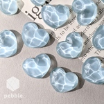 【6pcs】ハート 水面 樹脂カボション アクリル 水色 ブルー