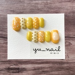 ネイルチップ　103 （　黄色　黄　イエロー　ドット　ホロ　ラメ　推しネイル　推し活ネイル　個性的　個性派　）　2点目から 送料無料　⭐︎