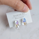 オーロラ で幻想的✨な クリア アシンメトリー ピアス イヤリング  金属アレルギー対応