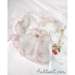 (ピンク) フルセット　ピンクチェリーver.　　【オビツ11 / ob11 / あまむす / お洋服　/ ドール服/ ハンドメイド/ 服/ オビツ11服 / シュガーカップス】　　