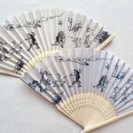 【名入れ無料】鳥獣戯画　扇子　袋付き　ケース　センス　浴衣　着物