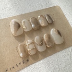 【40%off SALE】 No.27 ネイルチップ　ハンドメイド　サイズオーダー　ニュアンスネイル　ブラウンネイル　