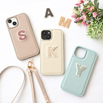 多機種対応 カラー リアケース 【 simple イニシャル ステッチ ワッペン 】 スマホケース スマホショルダー くすみカラー アルファベット A282I