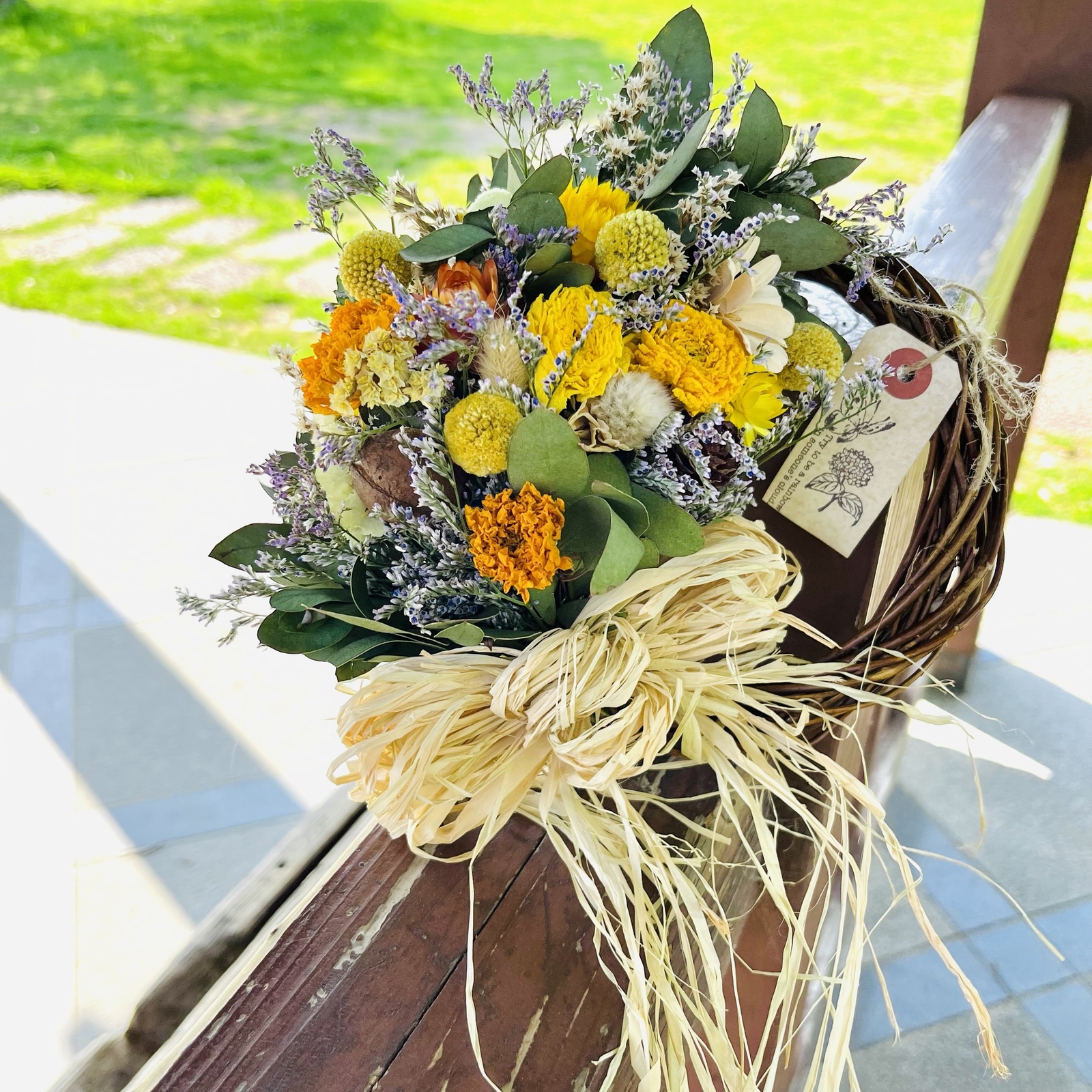 ビタミンカラー リース ドライフラワーリース 花束リース 黄色