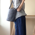 円柱バッグ１ＳＳ（肩）　グレー/黒　帆布