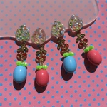 数量限定❣️VINTAGE チェリーチャーム ポップなレジンピアス★イヤリング さくらんぼ チェリー 昭和レトロ レトロポップ キッチュ レジン アクセサリー グリーン さくらんぼピアス