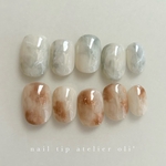 - ice blue × pale beige -  ネイルチップ ニュアンス ブルー ブラウン ベージュ