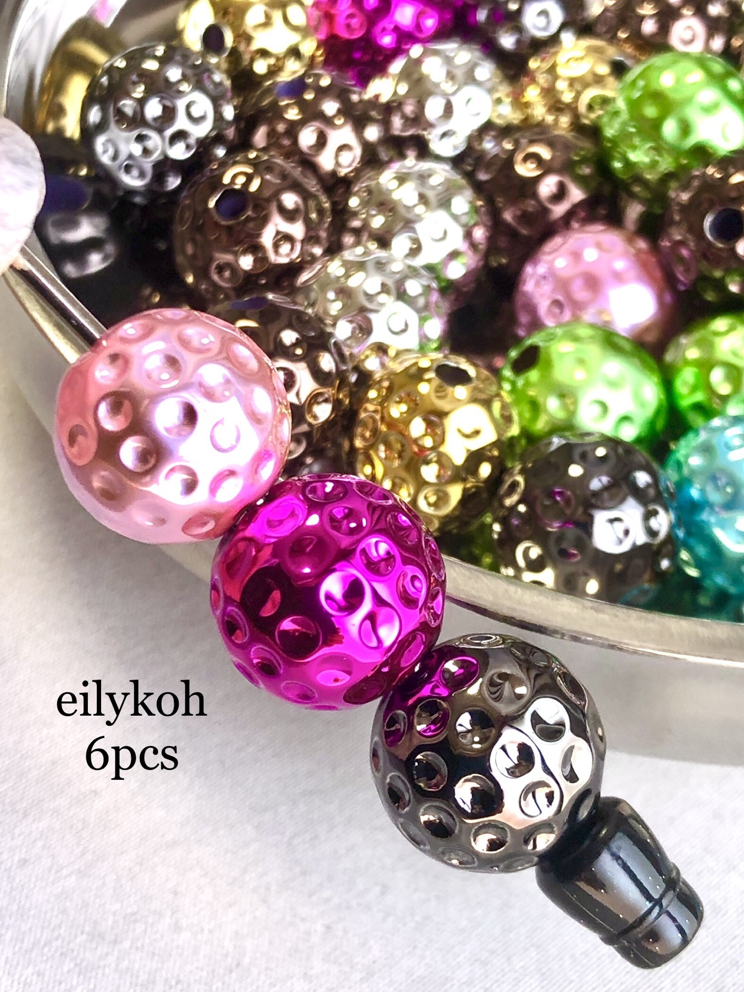 NEW カスタムボールペン 6個/ランダム メタリックなゴルフボール